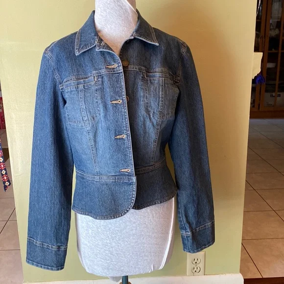 LOFT Jackets Coats Womens Dark Wash Button Down Denim Loft